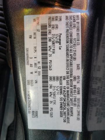 Photo 10 from auction – 2016 FORD FOCUS SE with VIN 1FADP3K25GL387138
