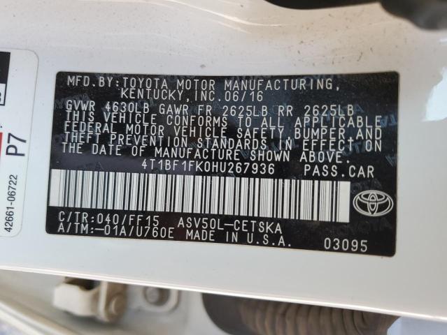Photo 10 from auction – 2017 TOYOTA CAMRY LE with VIN 4T1BF1FK0HU267936