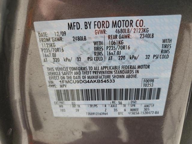 Foto 10 de la subasta – 2010 FORD ESCAPE XLT con VIN 1FMCU9DG4AKB54533