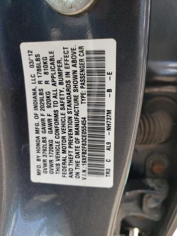 Foto 10 de la subasta – 2012 HONDA CIVIC EX con VIN 19XFB2F83CE055454