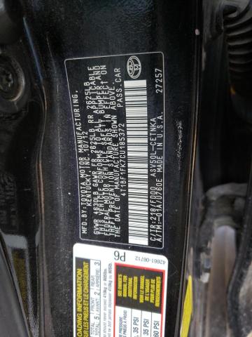 Photo 10 from auction – 2012 TOYOTA CAMRY BASE with VIN 4T1BF1FK7CU185372