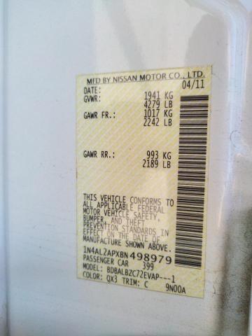 Photo 10 from auction – 2011 NISSAN ALTIMA BAS with VIN 1N4AL2APXBN498979