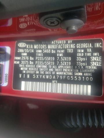 Photo 10 from auction – 2015 KIA SORENTO SX with VIN 5XYKWDA79FG553100