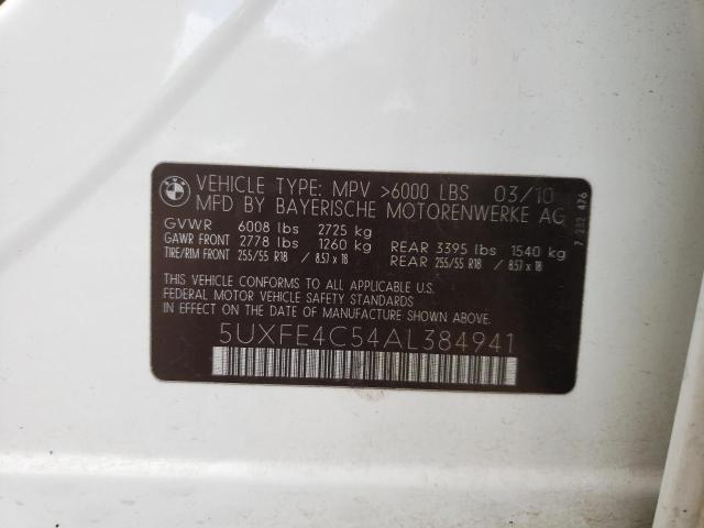 Photo 10 from auction – 2010 BMW X5 XDRIVE3 with VIN 5UXFE4C54AL384941
