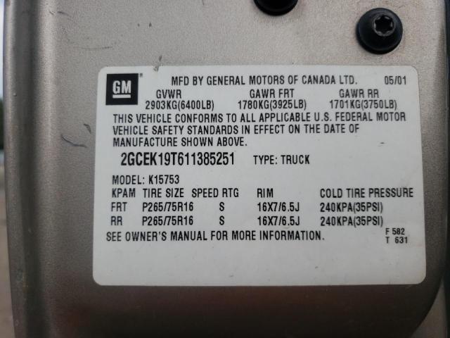 Photo 10 from auction – 2001 CHEVROLET SILVERADO with VIN 2GCEK19T611385251