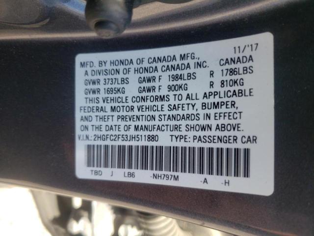 Photo 10 from auction – 2018 HONDA CIVIC LX with VIN 2HGFC2F53JH511880