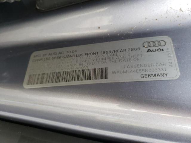 Photo 10 from auction – 2005 AUDI A8 L QUATT with VIN WAUML44E55N009337