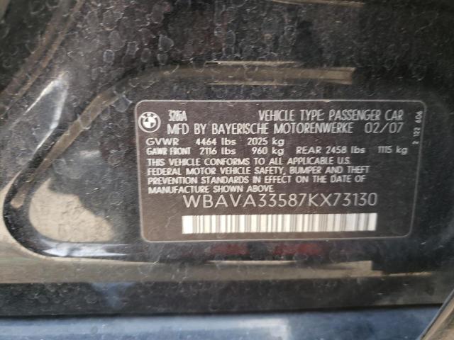 Photo 10 from auction – 2007 BMW 328 I with VIN WBAVA33587KX73130