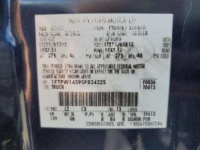 Photo 10 from auction – 2005 FORD F150 SUPER with VIN 1FTPW14595FB34325