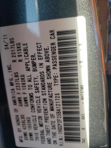 Photo 10 from auction – 2011 HONDA ACCORD LX with VIN 1HGCP2F35BA121725