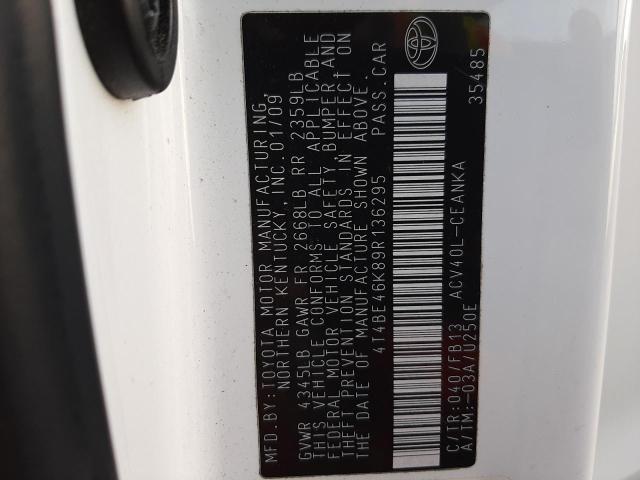 Photo 10 from auction – 2009 TOYOTA CAMRY BASE with VIN 4T4BE46K89R136295