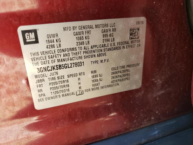 Photo 10 from auction – 2016 CHEVROLET TRAX LS with VIN 3GNCJKSB5GL278031