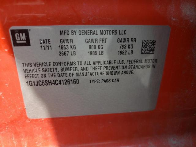 Photo 10 from auction – 2012 CHEVROLET SONIC LT with VIN 1G1JC6SH4C4126160