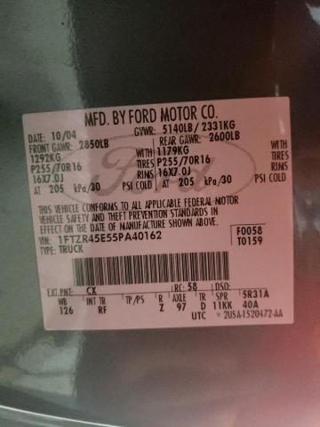 Photo 10 from auction – 2005 FORD RANGER SUP with VIN 1FTZR45E55PA40162