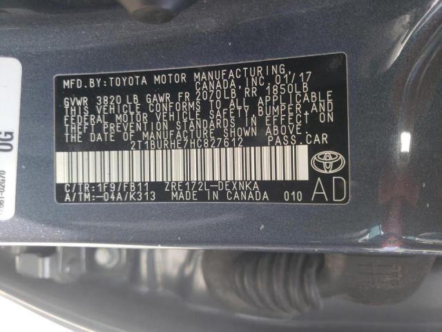 Photo 10 from auction – 2017 TOYOTA COROLLA L with VIN 2T1BURHE7HC827612