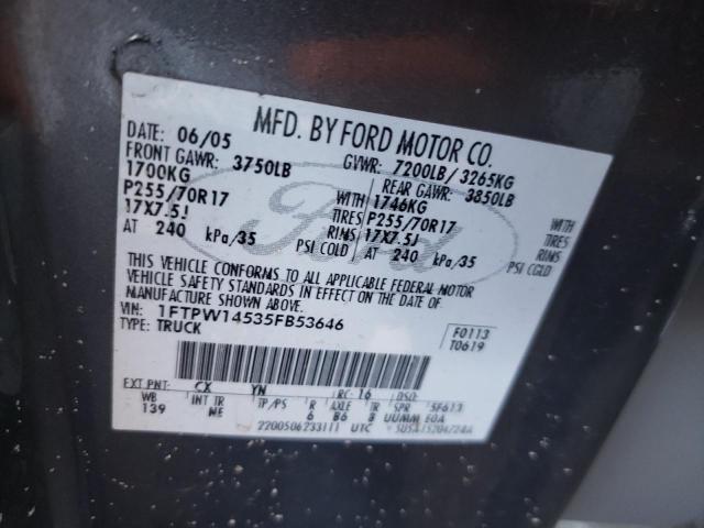 Photo 10 from auction – 2005 FORD F150 SUPER with VIN 1FTPW14535FB53646