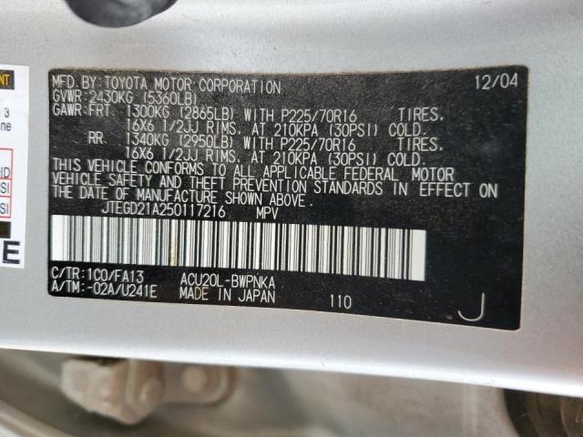 Photo 10 from auction – 2005 TOYOTA HIGHLANDER with VIN JTEGD21A250117216