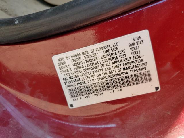 Photo 10 from auction – 2006 HONDA ODYSSEY LX with VIN 5FNRL38236B001014