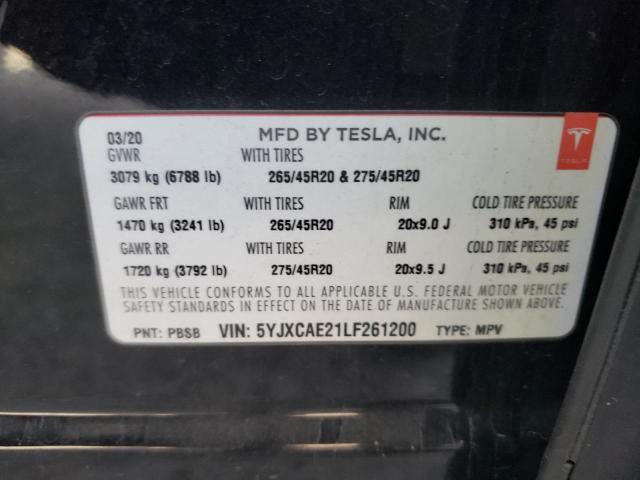 Photo 10 from auction – 2020 TESLA MODEL X with VIN 5YJXCAE21LF261200