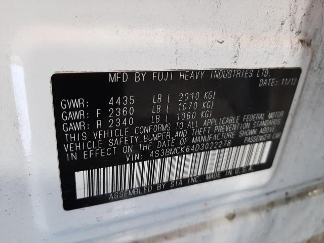 Photo 10 from auction – 2013 SUBARU LEGACY 2.5 with VIN 4S3BMCK64D3022278