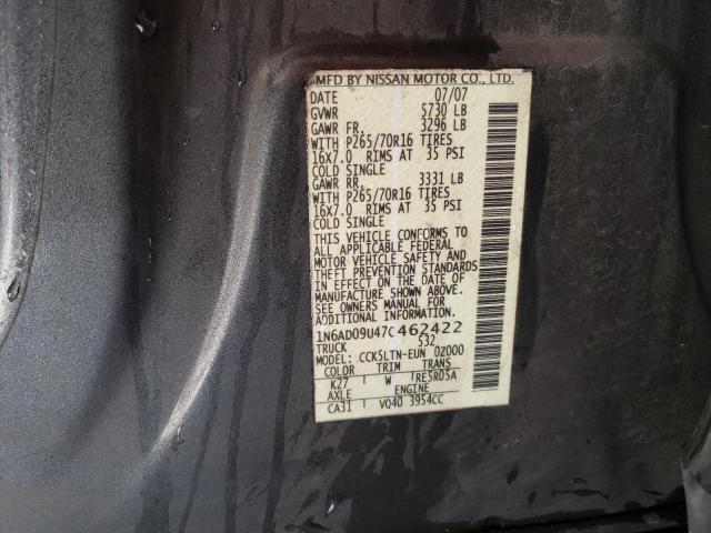 Photo 10 from auction – 2007 NISSAN FRONTIER C with VIN 1N6AD09U47C462422