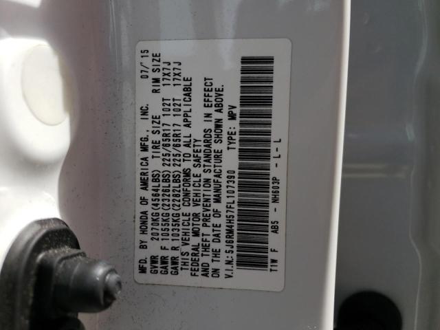 Photo 10 from auction – 2015 HONDA CR-V EX with VIN 5J6RM4H57FL107390