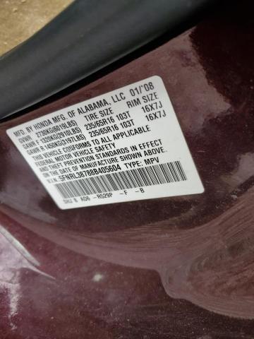 Photo 10 from auction – 2008 HONDA ODYSSEY EX with VIN 5FNRL38788B405604
