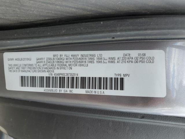 Photo 10 from auction – 2008 SUBARU OUTBACK with VIN 4S4BP60C287352514