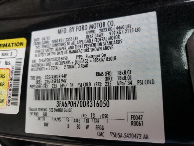 Photo 10 from auction – 2013 FORD FUSION with VIN 3FA6P0H70DR316050