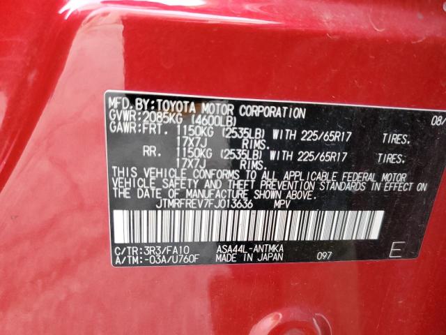 Photo 10 from auction – 2015 TOYOTA RAV4 XLE with VIN JTMRFREV7FJ013636