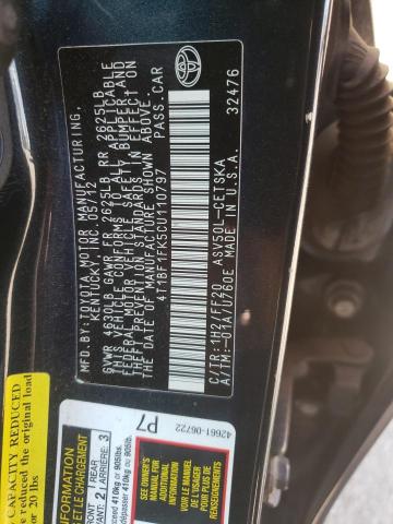 Photo 10 from auction – 2012 TOYOTA CAMRY BASE with VIN 4T1BF1FK5CU110797