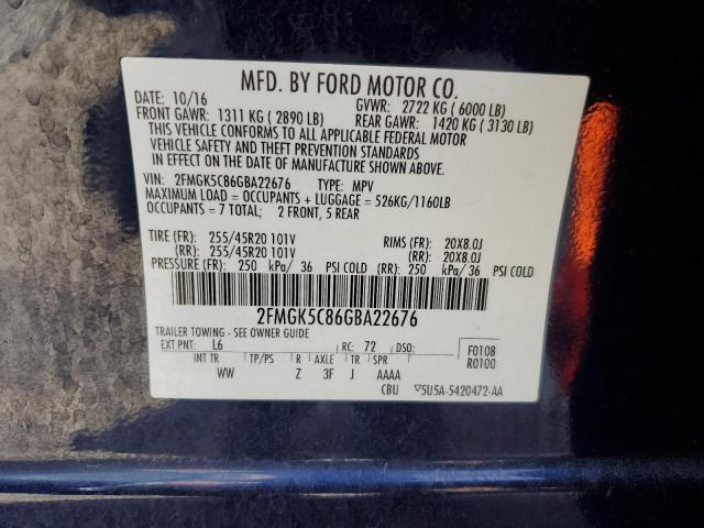 Photo 10 from auction – 2016 FORD FLEX SEL with VIN 2FMGK5C86GBA22676