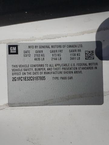 Photo 10 from auction – 2012 CHEVROLET CAMARO LT with VIN 2G1FC1E32C9187805