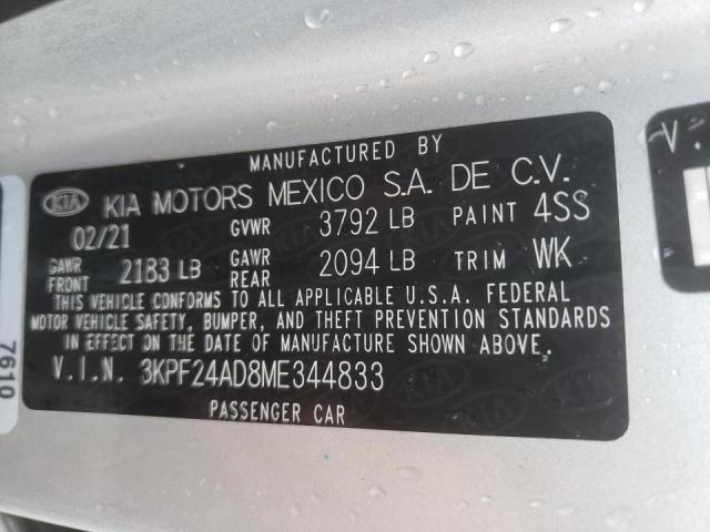 Photo 10 from auction – 2021 KIA FORTE FE with VIN 3KPF24AD8ME344833