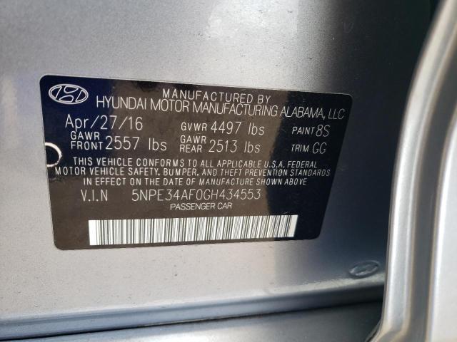 Photo 10 from auction – 2016 HYUNDAI SONATA SPO with VIN 5NPE34AF0GH434553