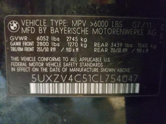 Photo 10 from auction – 2012 BMW X5 XDRIVE3 with VIN 5UXZV4C51CL754047