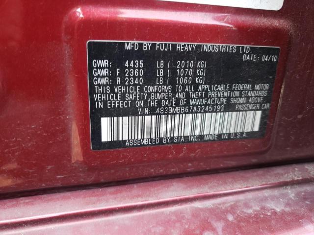 Photo 10 from auction – 2010 SUBARU LEGACY 2.5 with VIN 4S3BMBB67A3245193