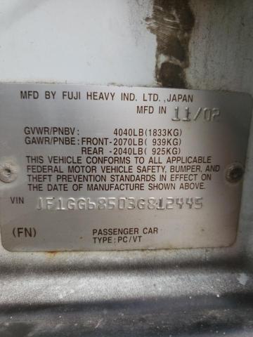 Photo 10 from auction – 2003 SUBARU IMPREZA OU with VIN JF1GG68503G812445