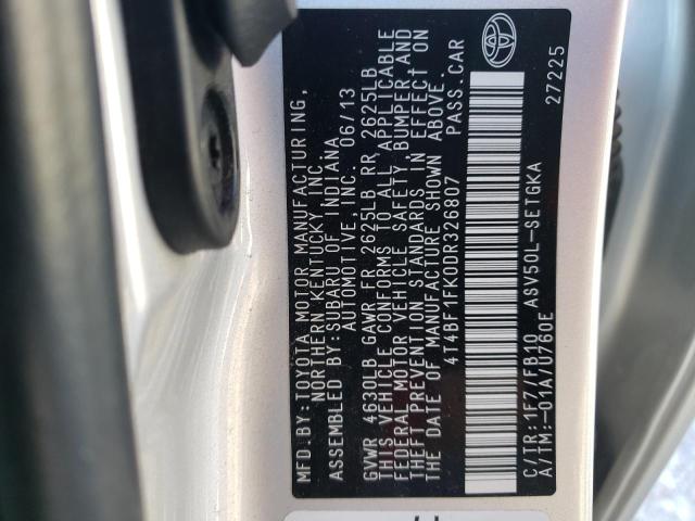 Photo 10 from auction – 2013 TOYOTA CAMRY L with VIN 4T4BF1FK0DR326807