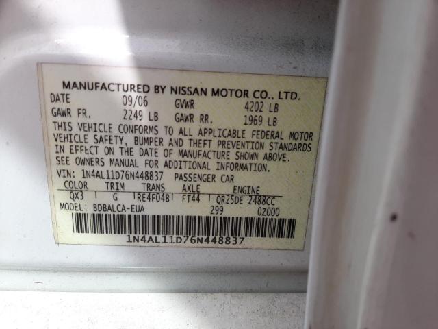 Photo 10 from auction – 2006 NISSAN ALTIMA S with VIN 1N4AL11D76N448837