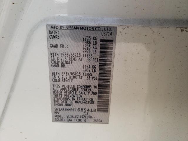 Photo 10 from auction – 2014 NISSAN PATHFINDER with VIN 5N1AR2MN9EC685418