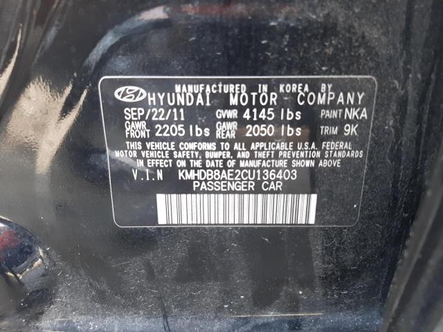Photo 10 from auction – 2012 HYUNDAI ELANTRA TO with VIN KMHDB8AE2CU136403
