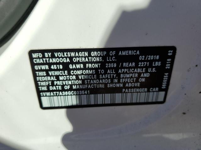 Photo 10 from auction – 2016 VOLKSWAGEN PASSAT with VIN 1VWAT7A36GC033541