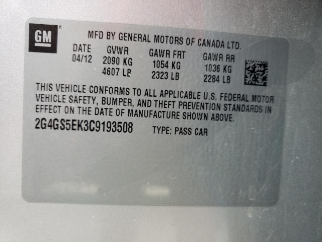 Photo 10 from auction – 2012 BUICK REGAL PREM with VIN 2G4GS5EK3C9193508