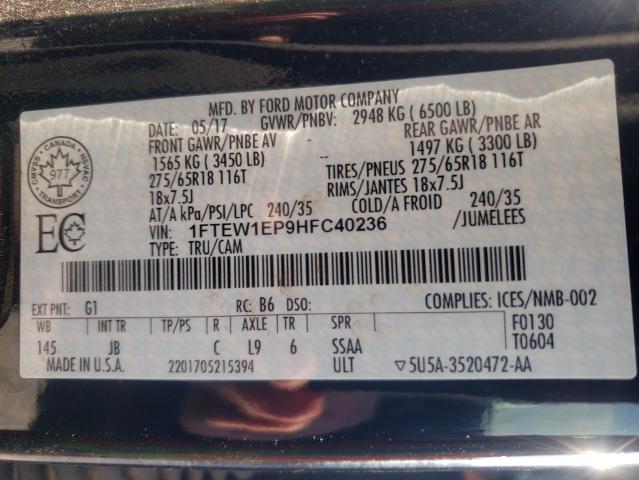 Photo 10 from auction – 2017 FORD F150 SUPER with VIN 1FTEW1EP9HFC40236
