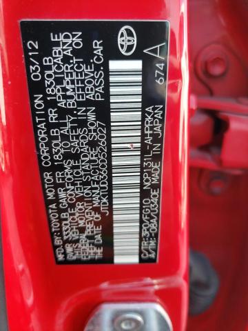 Photo 10 from auction – 2012 TOYOTA YARIS with VIN JTDKTUD36CD526027