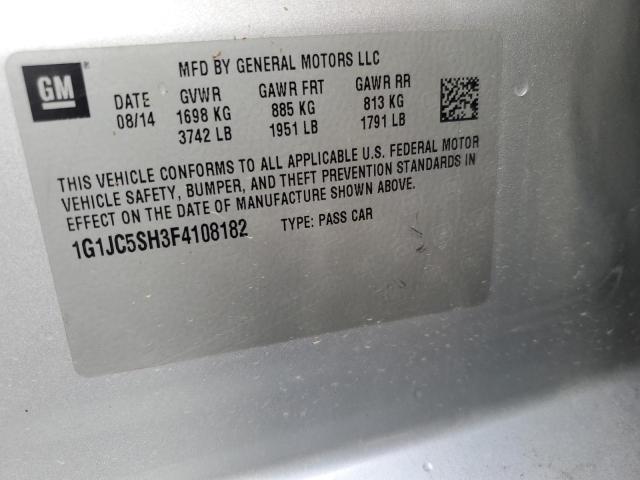 Photo 10 from auction – 2015 CHEVROLET SONIC LT with VIN 1G1JC5SH3F4108182