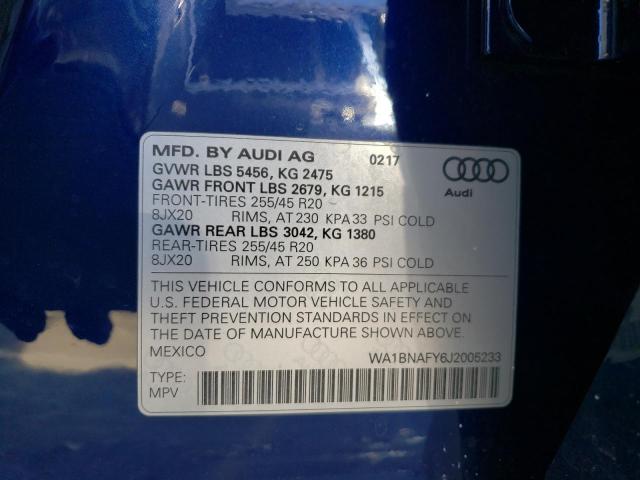 Photo 10 from auction – 2018 AUDI Q5 PREMIUM with VIN WA1BNAFY6J2005233
