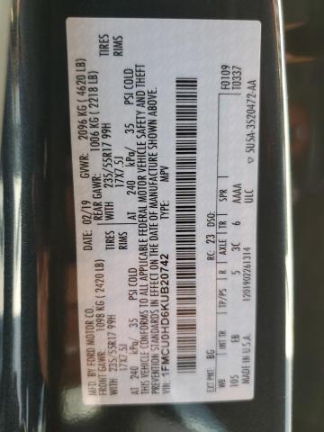 Photo 10 from auction – 2019 FORD ESCAPE SEL with VIN 1FMCU0HD6KUB20742