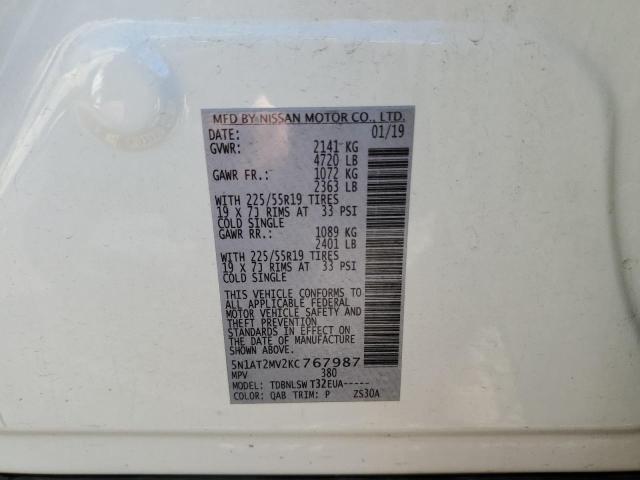 Photo 10 from auction – 2019 NISSAN ROGUE S with VIN 5N1AT2MV2KC767987